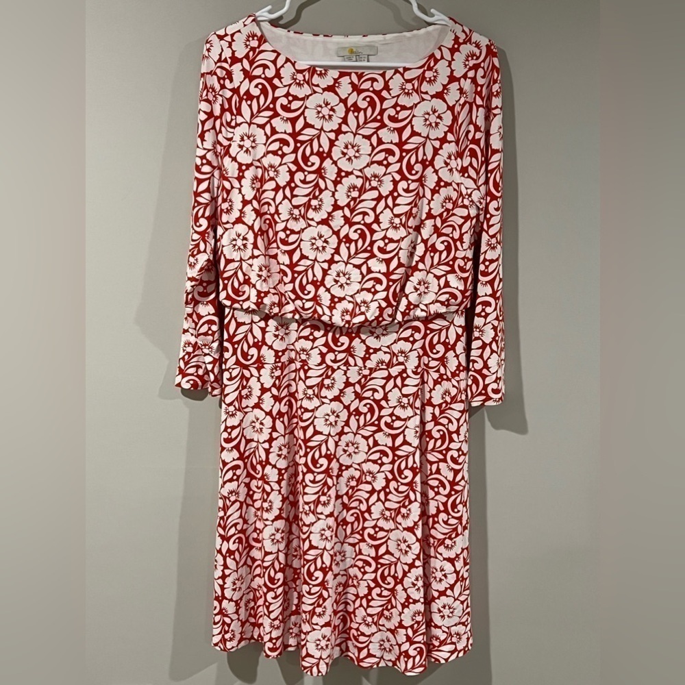 Women’s Boden Size 8L Red Floral Pattern Flow Airy Dress